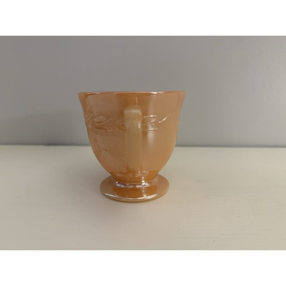 Vintage Fire King Peach Lustre Laurel Leaf Sugar Bowl - Picture 4 of 8